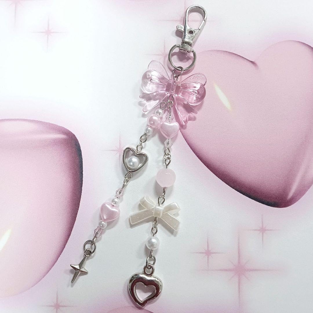 ビーズキーホルダー ハンドメイド うさぎ ピンク リボン ハート 苺ユニコーン ビーズキーホルダー ハンドメイド うさぎ ピンク リボン ハート 苺